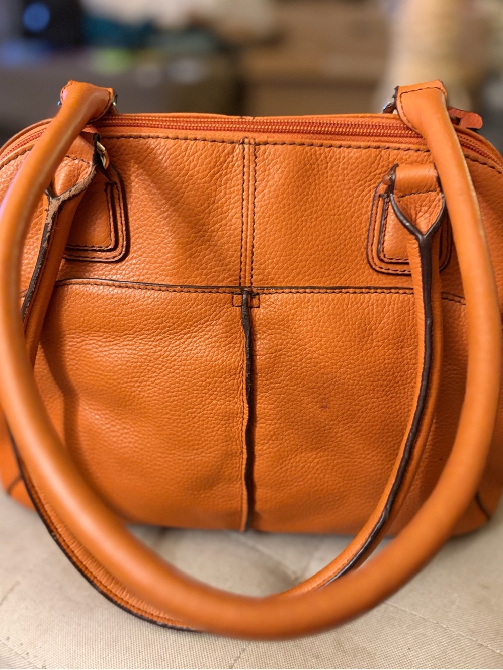 Tignanello Orange Leather Satchel
